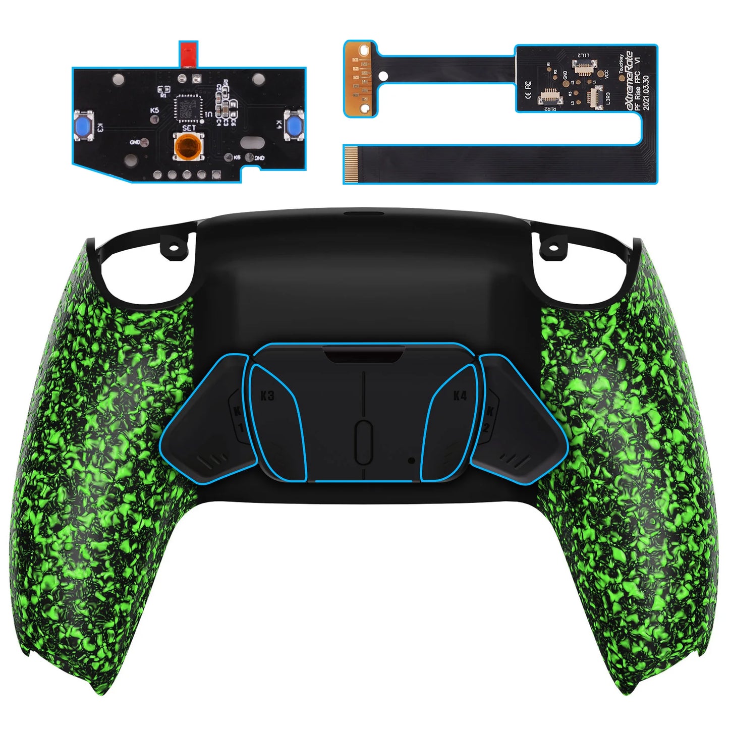 eXtremeRate Remappable RISE 4.0 Remap Kit, Upgrade Board & Redesigned Back Shell & 4 Back Buttons for ps5 Controller BDM-010&020