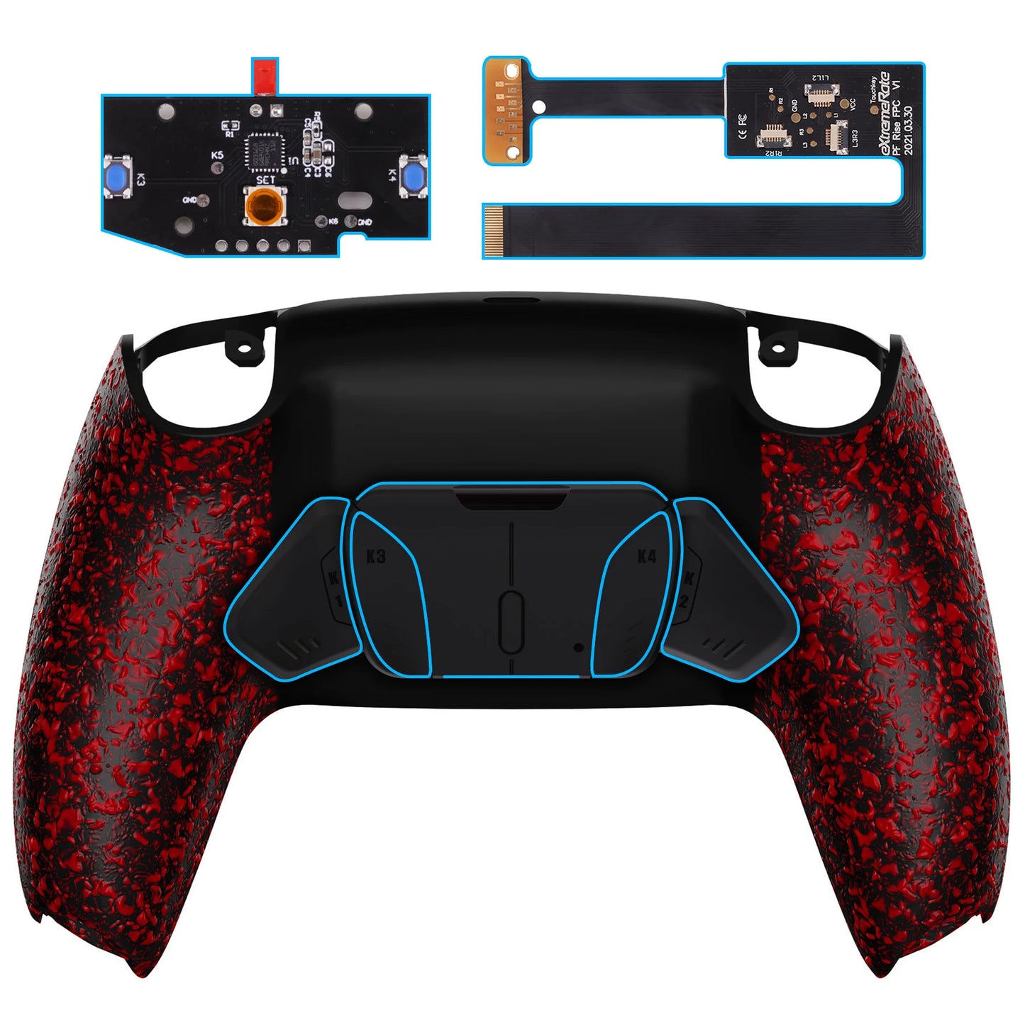 eXtremeRate Remappable RISE 4.0 Remap Kit, Upgrade Board & Redesigned Back Shell & 4 Back Buttons for ps5 Controller BDM-010&020