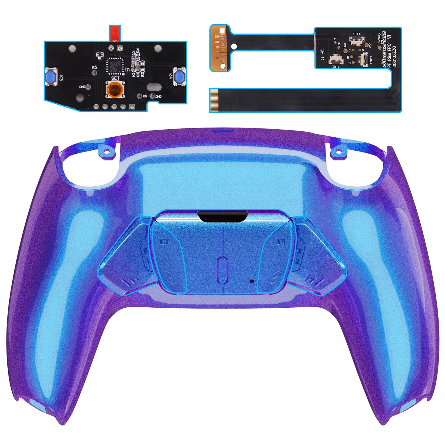 eXtremeRate Remappable RISE 4.0 Remap Kit, Upgrade Board & Redesigned Back Shell & 4 Back Buttons for ps5 Controller BDM-010&020