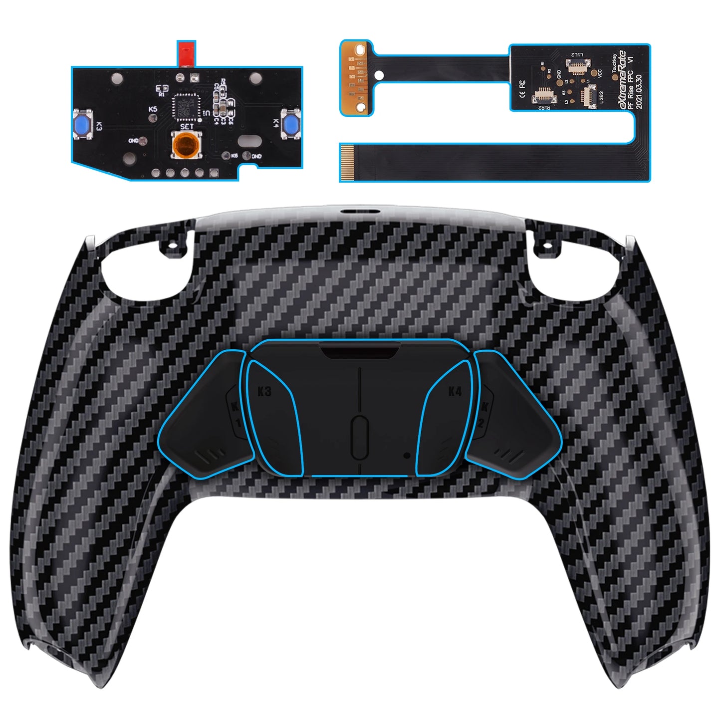 eXtremeRate Remappable RISE 4.0 Remap Kit, Upgrade Board & Redesigned Back Shell & 4 Back Buttons for ps5 Controller BDM-010&020