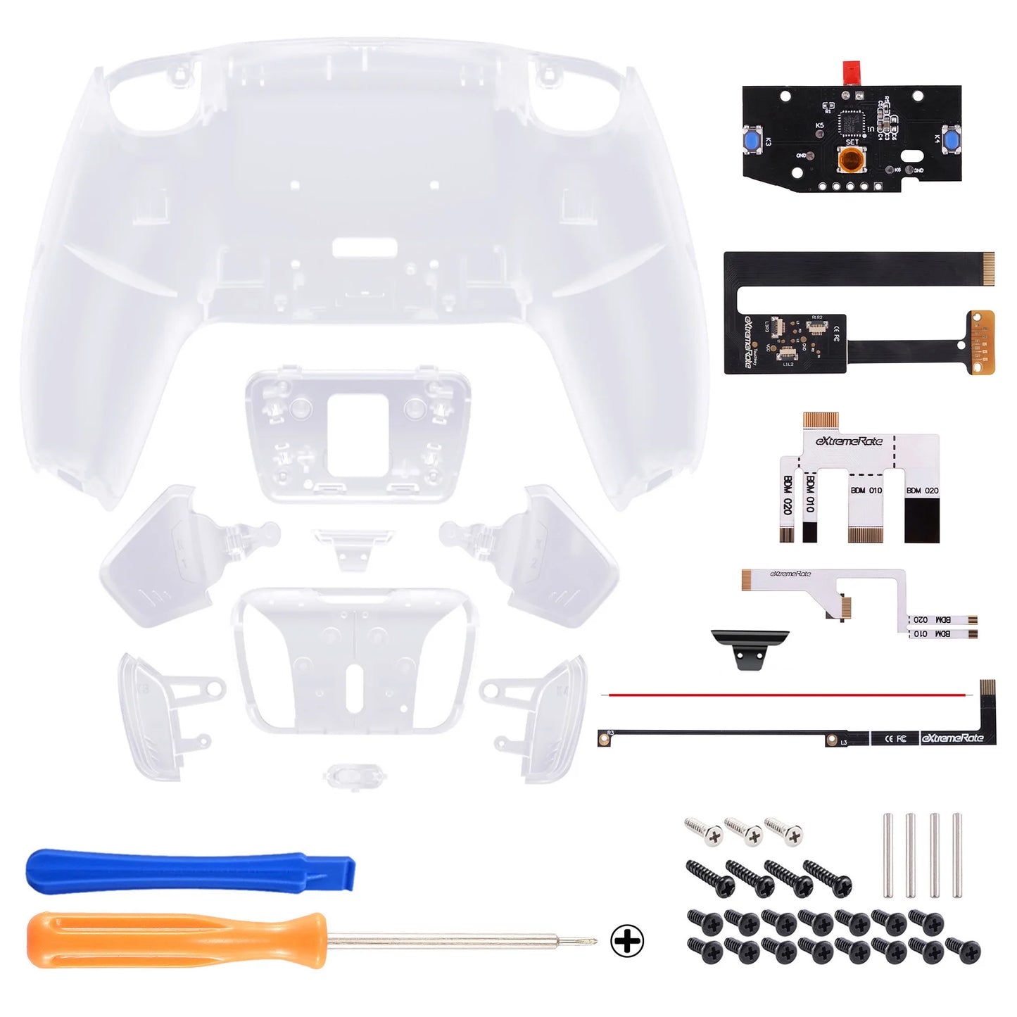 eXtremeRate Remappable RISE 4.0 Remap Kit, Upgrade Board & Redesigned Back Shell & 4 Back Buttons for ps5 Controller BDM-010&020