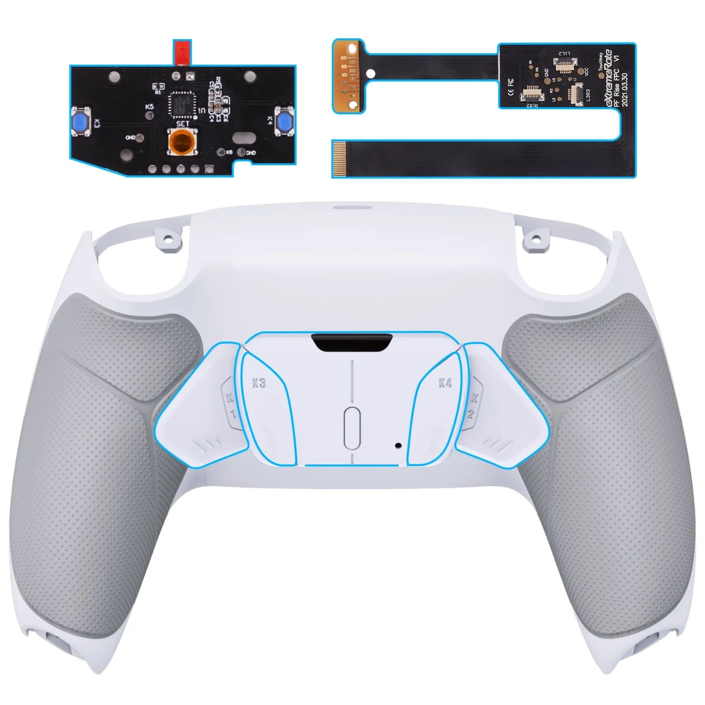 eXtremeRate Remappable RISE 4.0 Remap Kit, Upgrade Board & Redesigned Back Shell & 4 Back Buttons for ps5 Controller BDM-010&020