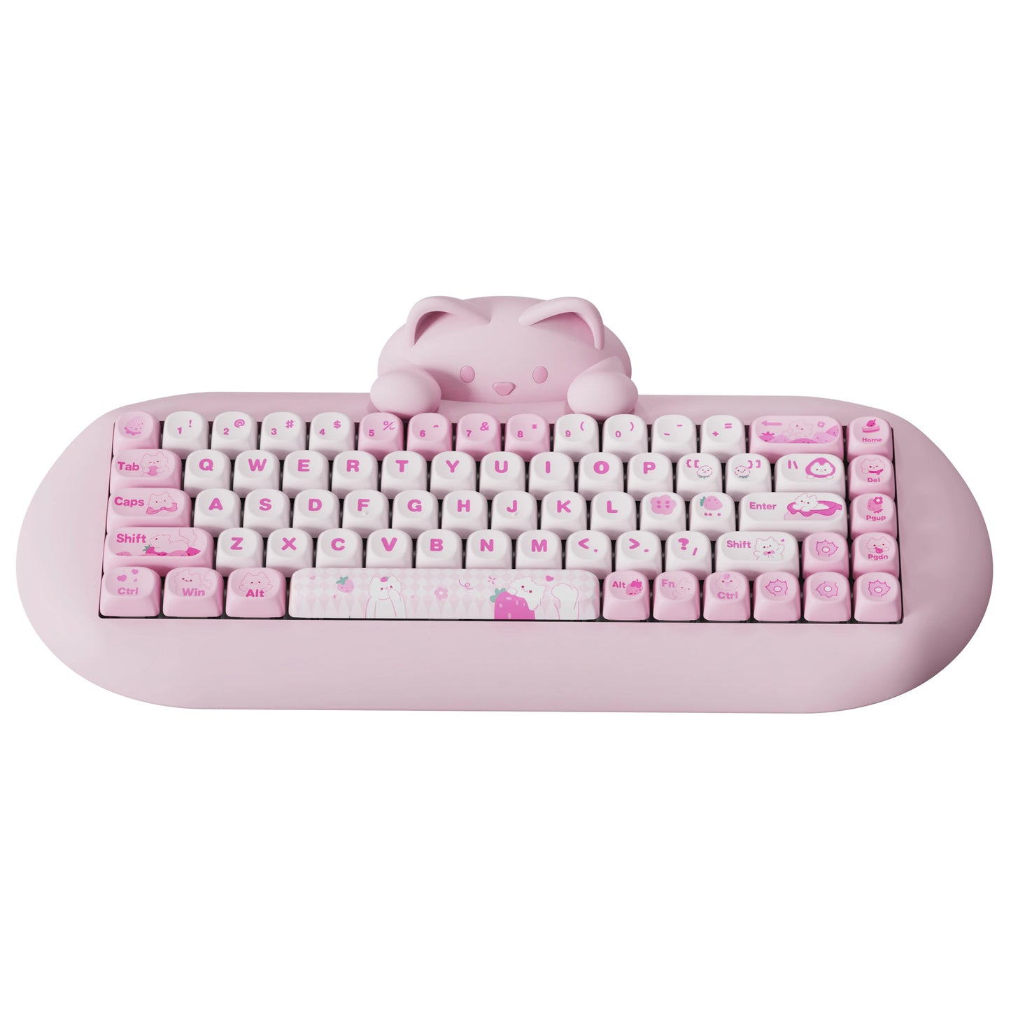 YUNZII C68 Coffee 65% Hi-Fi Cute Cat Silicone Hot Swap NKRO  Ergonomic Wireless BT5.0/2.4G/Wired RGB Mechanical Gaming Keyboard