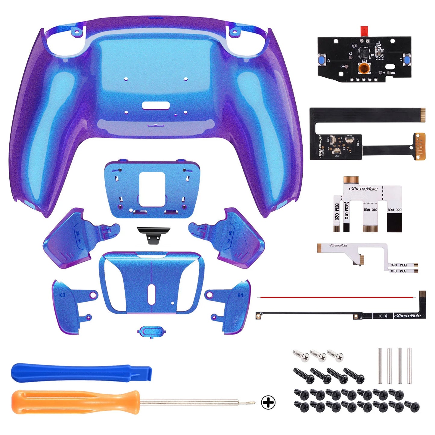 eXtremeRate Remappable RISE 4.0 Remap Kit, Upgrade Board & Redesigned Back Shell & 4 Back Buttons for ps5 Controller BDM-010&020