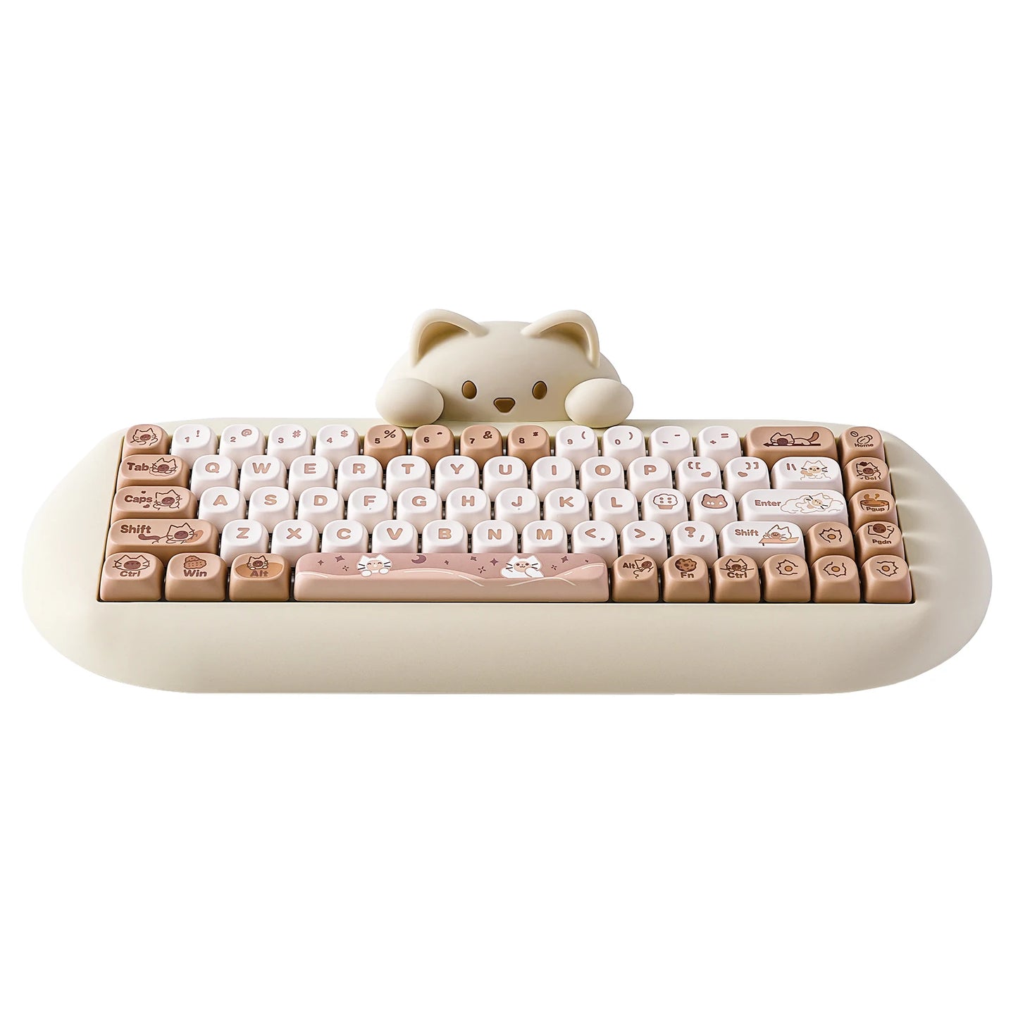 YUNZII C68 Coffee 65% Hi-Fi Cute Cat Silicone Hot Swap NKRO  Ergonomic Wireless BT5.0/2.4G/Wired RGB Mechanical Gaming Keyboard