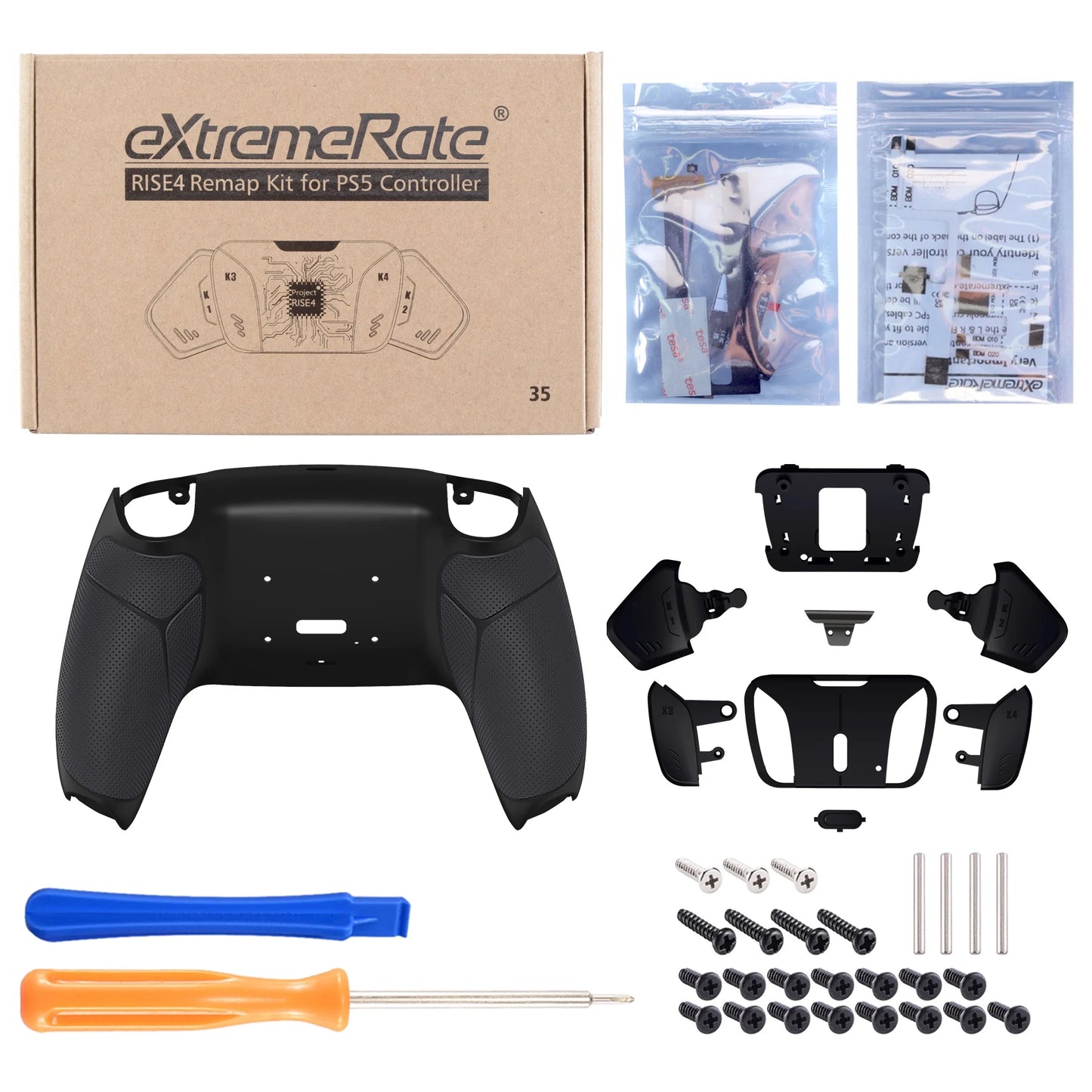 eXtremeRate Remappable RISE 4.0 Remap Kit, Upgrade Board & Redesigned Back Shell & 4 Back Buttons for ps5 Controller BDM-010&020