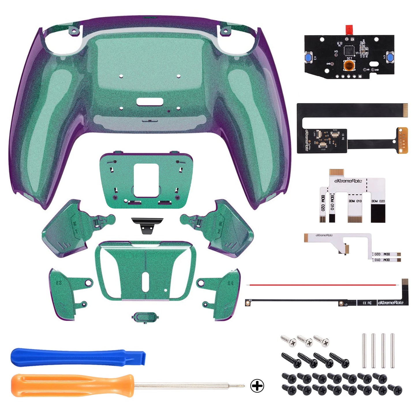 eXtremeRate Remappable RISE 4.0 Remap Kit, Upgrade Board & Redesigned Back Shell & 4 Back Buttons for ps5 Controller BDM-010&020