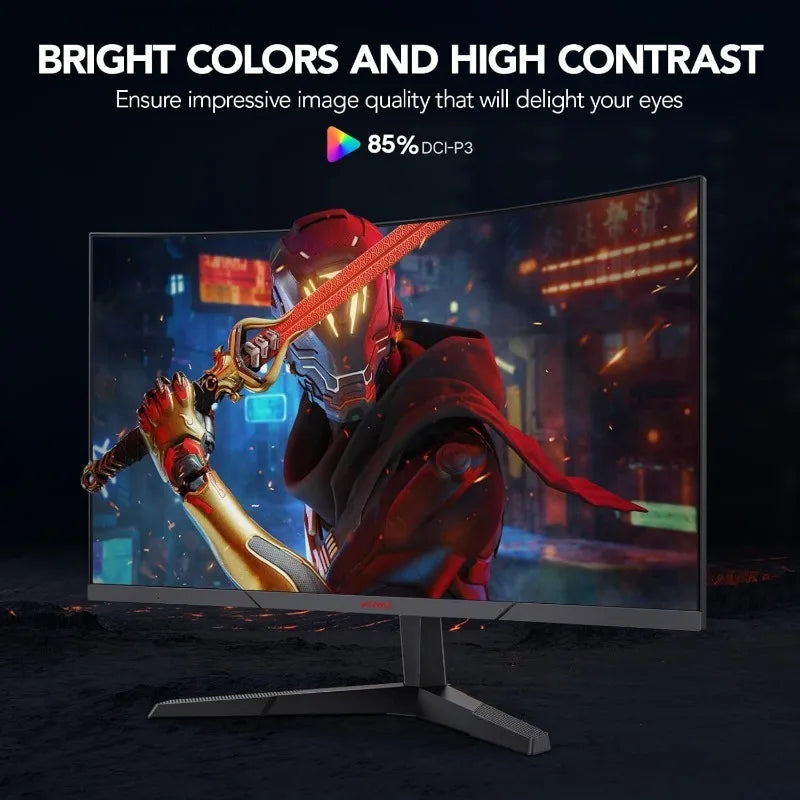 Gaming Monitor, QHD 2560P Computer Monitor, 144Hz 27 Inch Monitor (1ms, 1800R Curved VA Panel, DP1.2+*2, AdaptiveSync