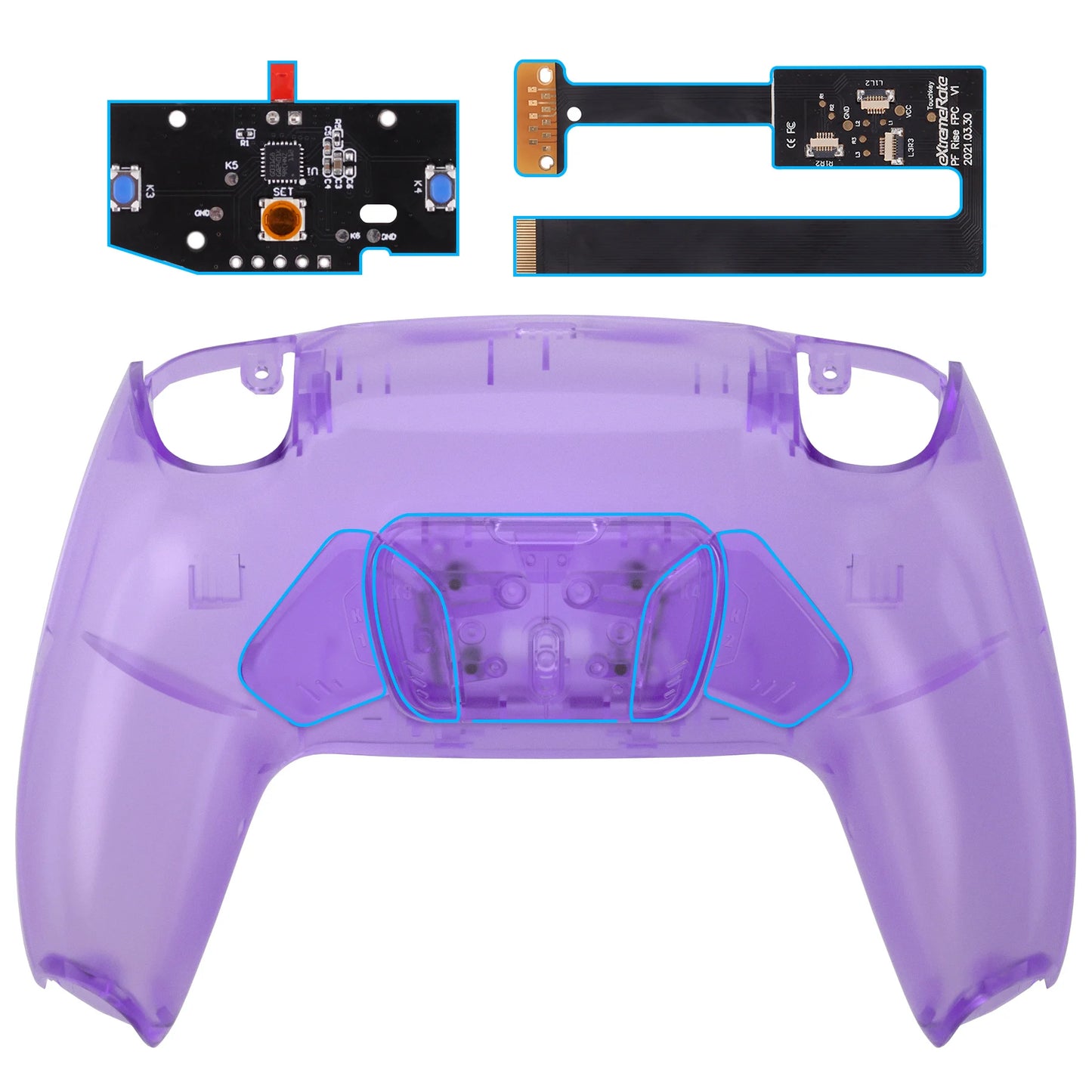 eXtremeRate Remappable RISE 4.0 Remap Kit, Upgrade Board & Redesigned Back Shell & 4 Back Buttons for ps5 Controller BDM-010&020